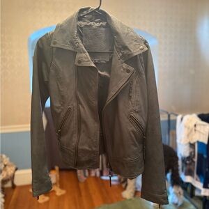 Women's Gray Leather Jacket
